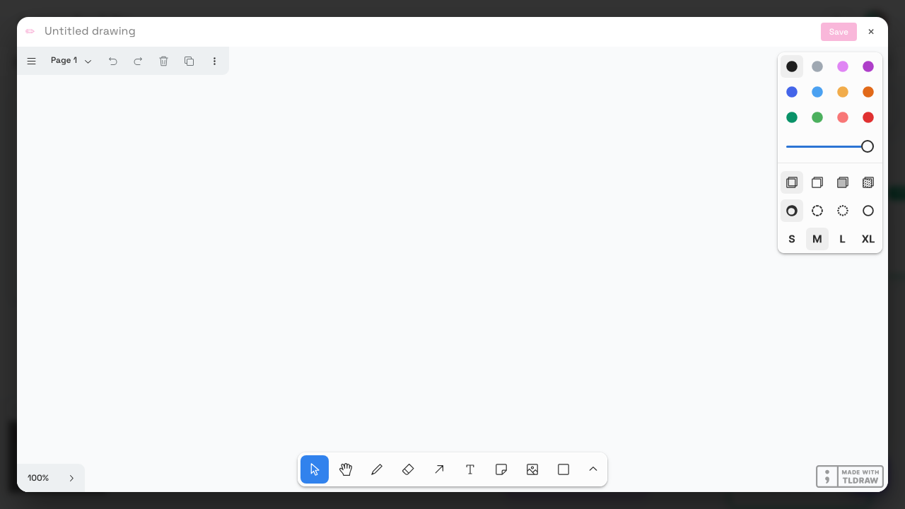 The drawing editor with tldraw tools